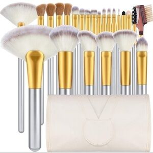 NEW-24PCS Cruelty-Free Synthetic Fiber Bristles Premium Makeup Brush Set & Case